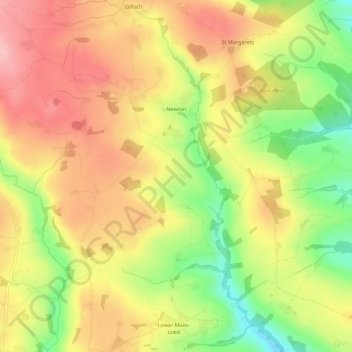 Newtonの地形図、標高、地勢