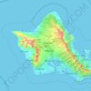 オアフ島の地形図、標高、地勢