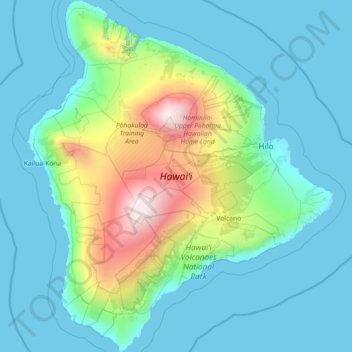 ハワイ地図 水彩イラスト HI ハワイ諸島 ハワイ地図アート