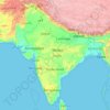 インドの地形図、標高、地勢