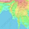ミャンマーの地形図、標高、地勢