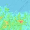 牟平区の地形図、標高、地勢