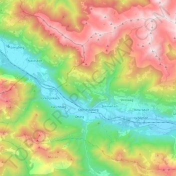 Oberdrauburgの地形図、標高、地勢