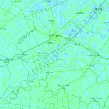 ヴィータイン市の地形図、標高、地勢