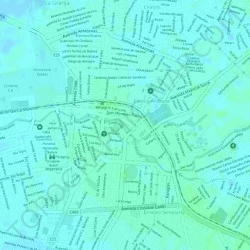 Malecon 2000の地形図、標高、地勢