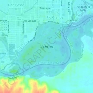 Isla Merinoの地形図、標高、地勢