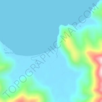 Santa Cruz Beachの地形図、標高、地勢