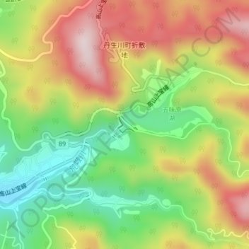 丹生川ダムの地形図、標高、地勢