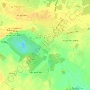 Le Parcの地形図、標高、地勢