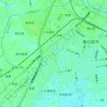 豊町第1公園の地形図、標高、地勢