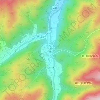 秋神川の地形図、標高、地勢