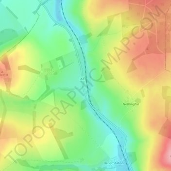 Falahillの地形図、標高、地勢
