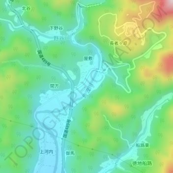 佐波川の地形図、標高、地勢
