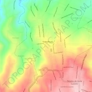 Parque Juárezの地形図、標高、地勢