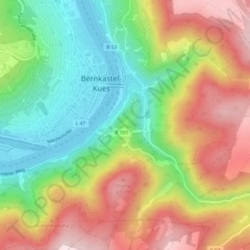 Burg Landshutの地形図、標高、地勢
