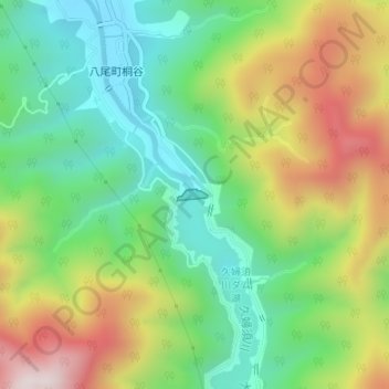 久婦須川ダムの地形図、標高、地勢