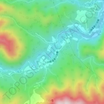 鬼怒川の地形図、標高、地勢