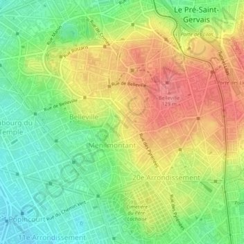 Jardin des Petites Rigolesの地形図、標高、地勢