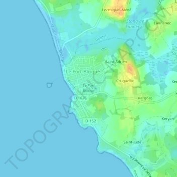 Le Fort Bloquéの地形図、標高、地勢