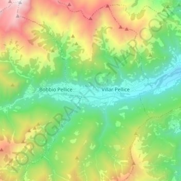 Val Pelliceの地形図、標高、地勢