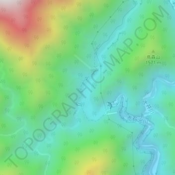 赤石ダム湖の地形図、標高、地勢