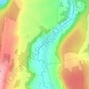 Mouzonの地形図、標高、地勢