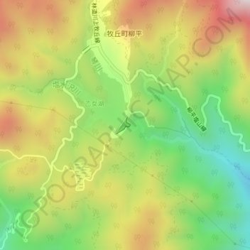 琴川ダムの地形図、標高、地勢
