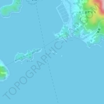三ツ子島の地形図、標高、地勢
