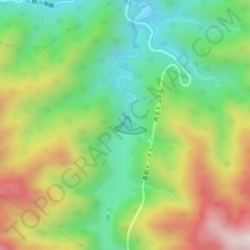上野ダムの地形図、標高、地勢