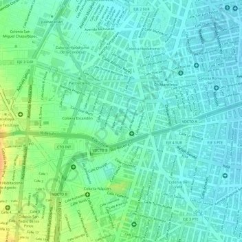 Miguel Hidalgoの地形図、標高、地勢