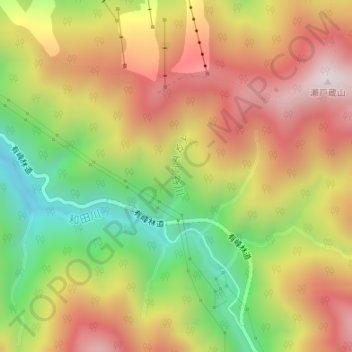 イタドリ谷川の地形図、標高、地勢
