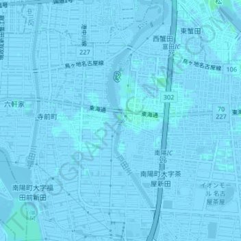 戸田川の地形図、標高、地勢