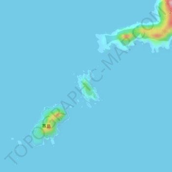 クロキ島の地形図、標高、地勢