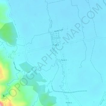 Creeksの地形図、標高、地勢