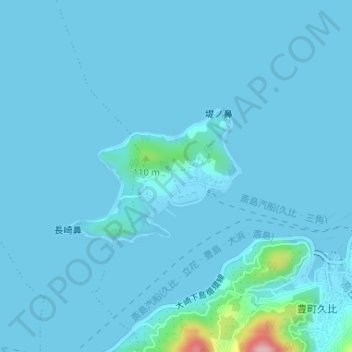 三角島の地形図、標高、地勢