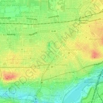 Stadtparkの地形図、標高、地勢