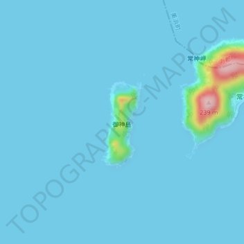 御神島の地形図、標高、地勢