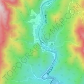 小瀬川ダムの地形図、標高、地勢