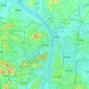 長沙市の地形図、標高、起伏