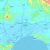 陸豊市の地形図、標高、起伏