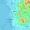 大牟田市の地形図、標高、起伏