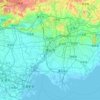 唐山市の地形図、標高、起伏