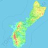 Guamの地形図、標高、起伏