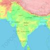 インドの地形図、標高、起伏