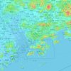 深セン市の地形図、標高、起伏