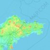 煙台市の地形図、標高、起伏