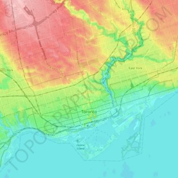 Old Torontoの地形図 標高 起伏 Old Torontoの地形図 標高 起伏