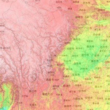 Sichuanの地形図 標高 起伏