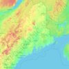 メイン州の地形図、標高、起伏