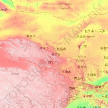 Gansuの地形図 標高 起伏